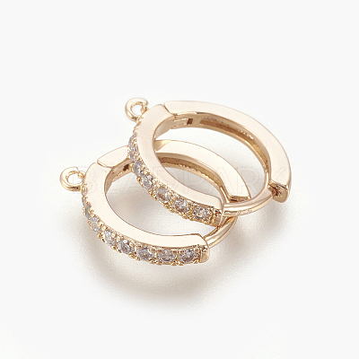 Brass Micro Pave Cubic Zirconia Huggie Hoop Earring Findings LS-KK-O112-13LG-1