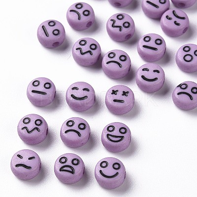 Opaque Medium Purple Acrylic Beads X-MACR-N008-42-C06-1