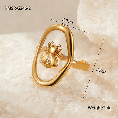 Preserved Flowers 304 Stainless Steel and Epoxy Resin Open Cuff Rings for Women FS-WGCF311-15-1