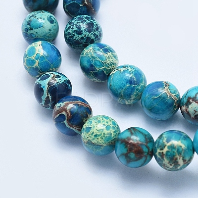 Dyed & Heated Natural Imperial Jasper Round Bead Strands G-M274-05-6mm-1