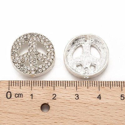 Peace Sign Alloy Crystal Rhinestone Beads RB-J451-01S-1