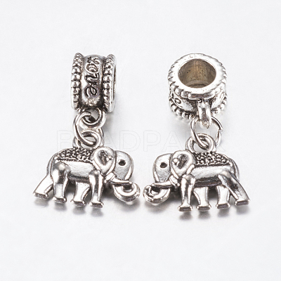 Tibetan Style Alloy European Dangle Charms PALLOY-F199-31AS-1