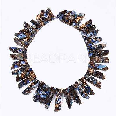 Assembled Synthetic Imperial Jasper & Natural Bronzite Beads Strands G-S355-23A-1