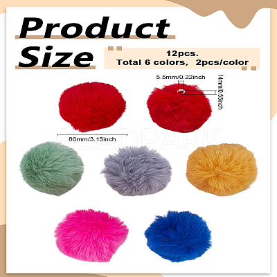 12Pcs 6 Colors Faux Rabbit Fur Soft Pompom Ball DIY-LP0006-34-1