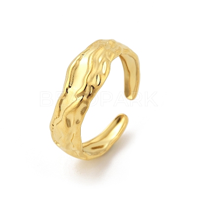 Textured 304 Stainless Steel Open Cuff Rings RJEW-R014-03G-03-1