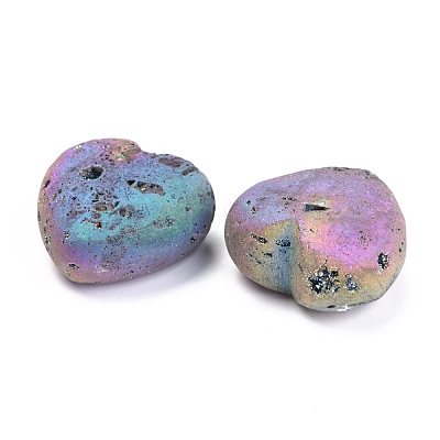 Electroplate Natural Druzy Agate Heart Love Stone G-H262-03-1