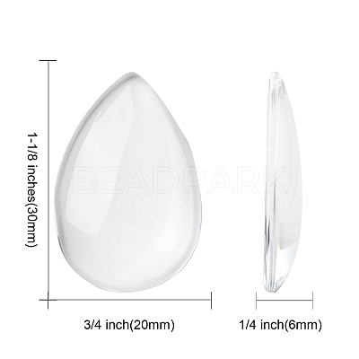 Transparent Teardrop Glass Cabochons X-GGLA-R024-30x20-1