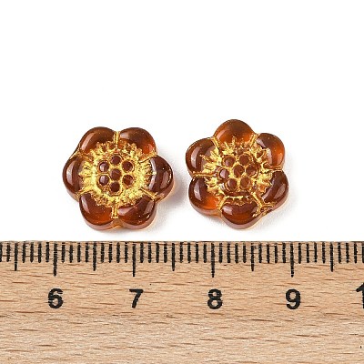 Baking Paint and Golden Metal Enlaced Glass Beads DGLA-T004-10A-1
