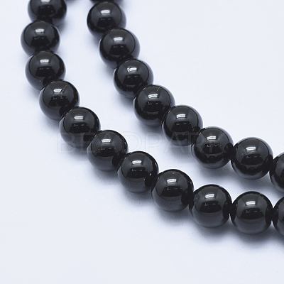 Natural Black Tourmaline Beads Strands G-E444-27-6mm-1