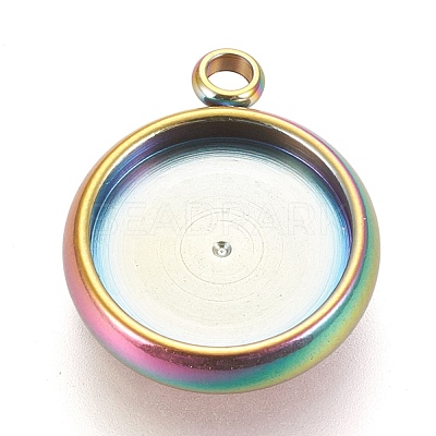 Ion Plating(IP) 304 Stainless Steel Pendant Cabochon Settings STAS-K202-03D-M-1