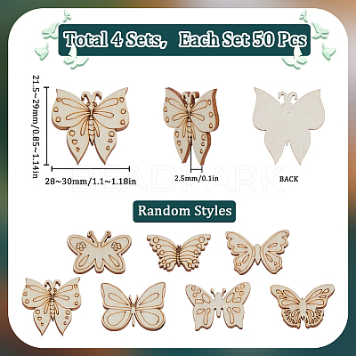 4 Sets Unfinished Wood Cutouts Ornaments WOOD-SC0001-91E-1