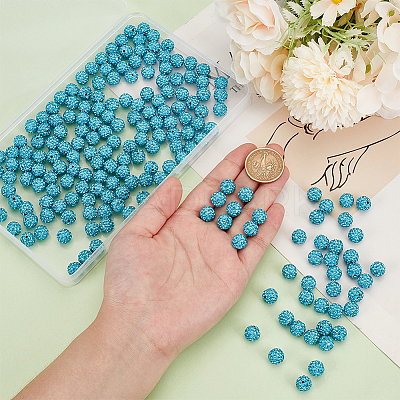 200Pcs Pave Disco Ball Beads RB-PH0001-41D-1