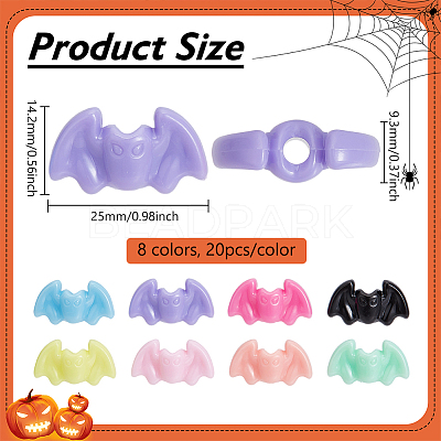 160Pcs 8 Colors Plastic Beads KY-PH0002-38-1