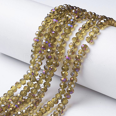 Electroplate Transparent Glass Beads Strands EGLA-A034-T6mm-F13-1