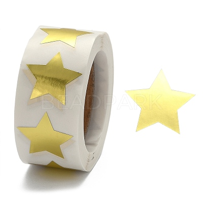 Metallic Foil Star Shape Paper Sticker Labels DIY-E023-03-1