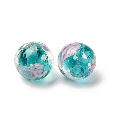 Luminous Handmade Glod Sand Lampwork Beads Strands LAMP-B028-03P-10mm-1