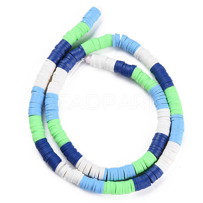 Fixed 4 Color Handmade Polymer Clay Bead Strands CLAY-S096-029G-1