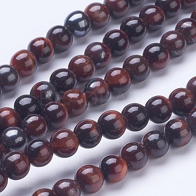 Dyed & Heated Natural Red Tiger Eye Beads Strands G-D855-04-6mm-1
