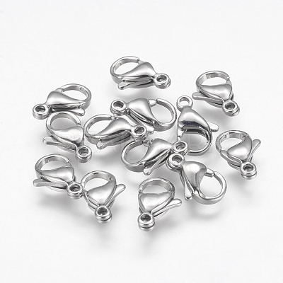 Tarnish Resistant 304 Stainless Steel Lobster Claw Clasps STAS-F125-13x8mm-P-1