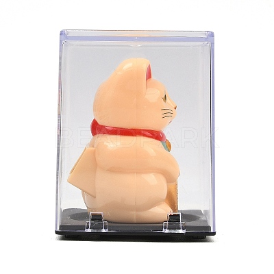 ABS Plastic Solar Powered Maneki-neko Figurines DJEW-B017-01B-02-1