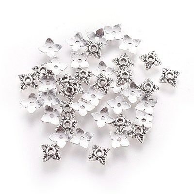 Tibetan Style Alloy Bead Caps TIBEB-Q018-AS-FF-1