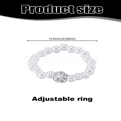 1Pc Imitation Pearl Beads Finger Rings RJEW-LP0003-52-1