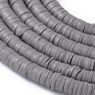 Flat Round Handmade Polymer Clay Beads CLAY-R067-6.0mm-40-1