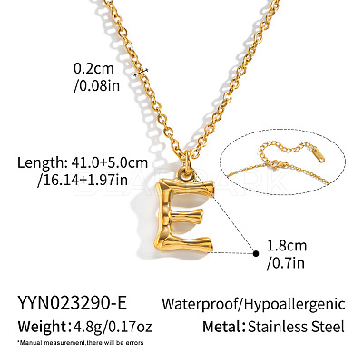 304 Stainless Steel Bamboo Initial Pendant Necklaces for Men Women WM4386-3-1