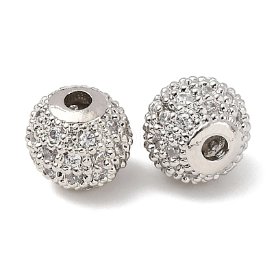 Round Brass Micro Pave Cubic Zirconia Beads ZIRC-N016-01P-8mm-1