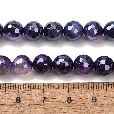 Electroplated Natural Agate Beads Strands G-B191-A07-8mm-10-1