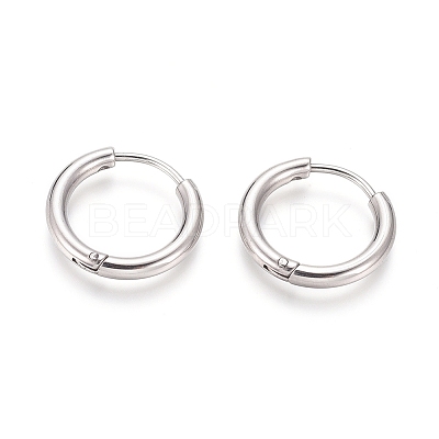 Tarnish Resistant 304 Stainless Steel Huggie Hoop Earrings LS-EJEW-F111B-17mm-P-1