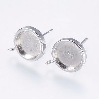 Non-Tarnish 304 Stainless Steel Stud Earring Settings STAS-I097-062-8MM-1
