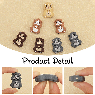16Pcs 4 Colors Squirrel Food Grade Eco-Friendly Silicone Focal Beads SIL-CA0003-02-1