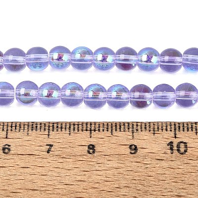 Transparent Electroplate Glass Beads Strands EGLA-Q132-6MM-01A-15-1