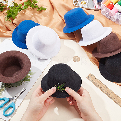 8Pcs 4 Colors Terry Fabric Mini Hat Fascinator Base AJEW-NB0005-99-1
