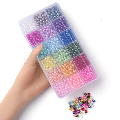 1350Pcs 18 Style Spray Painted ABS Plastic Imitation Pearl Beads OACR-YW0001-35A-1