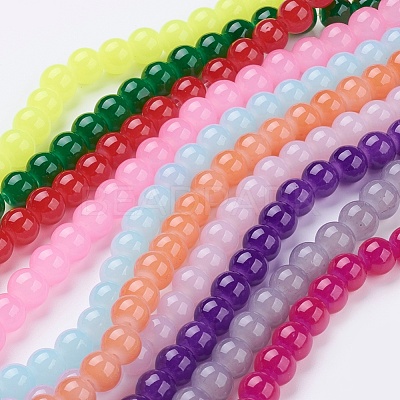 Imitation Jade Glass Beads Strands DGLA-S076-8mm-M-1