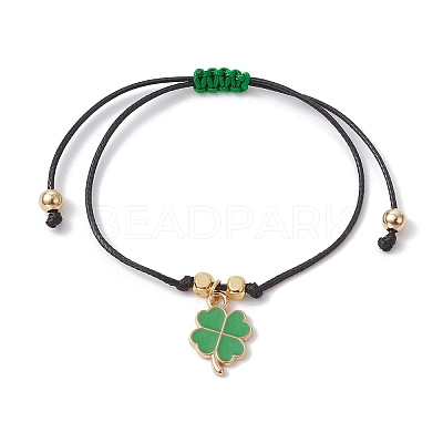 Alloy Enamel Clover Charm Bracelet BJEW-JB09962-1