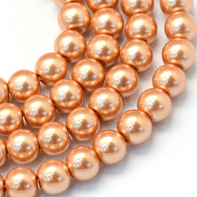 Baking Paint Pearlized Glass Pearl Round Bead Strands HY-Q003-4mm-33-1