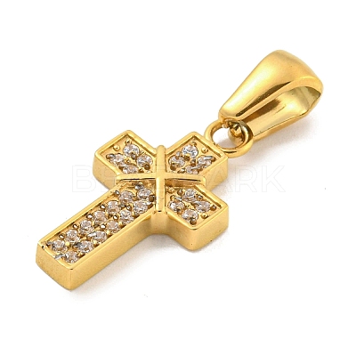 Ion Plating(IP) 304 Stainless Steel Cubic Zirconia Pendants STAS-C102-04F-G-1
