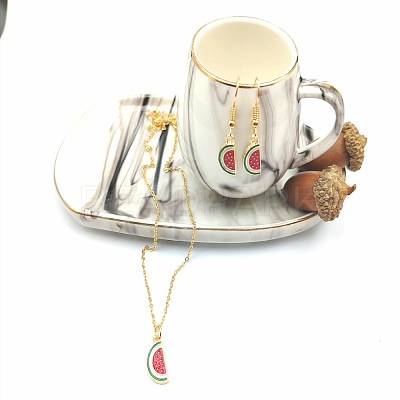 Fruits Alloy Enamel Pendant & Dangle Earrings Sets WGD4C05-03-1