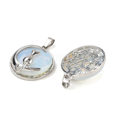 Opalite Flat Round Pendants FIND-A043-11P-1