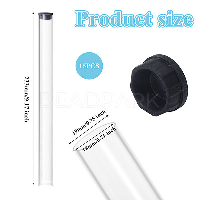 Acrylic Incense Storage Tube with Black Cap for Incense Sticks AJEW-WH0561-31-1