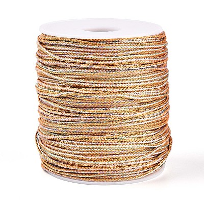 100M Segment Dyed Round Nylon & PET & Polyester Metallic Braided Cord OCOR-N009-01C-1
