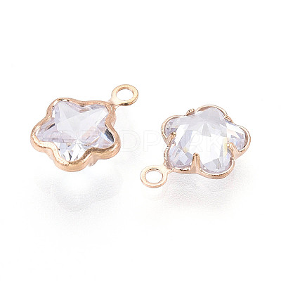 Brass Pave Clear Cubic Zirconia Pendants ZIRC-T017-02KCG-1