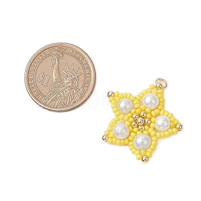 Glass Seed Beaded Star Pendants PALLOY-MZ00524-03-1