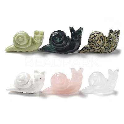 Natural Gemstone Carved Healing Snail Figurines G-K342-02-1