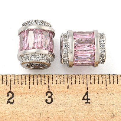 Rack Plating Brass Micro Pave Cubic Zirconia European Beads KK-F089-31P-02-1