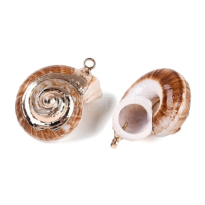 Electroplate Natural Spiral Shell Pendants SSHEL-Q100-34G-1