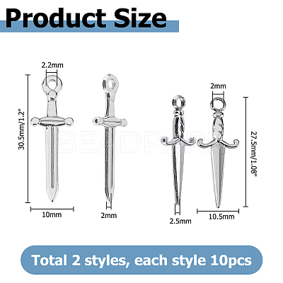 20Pcs 2 Styles 304 Stainless Steel Pendants FIND-HS0002-02-1